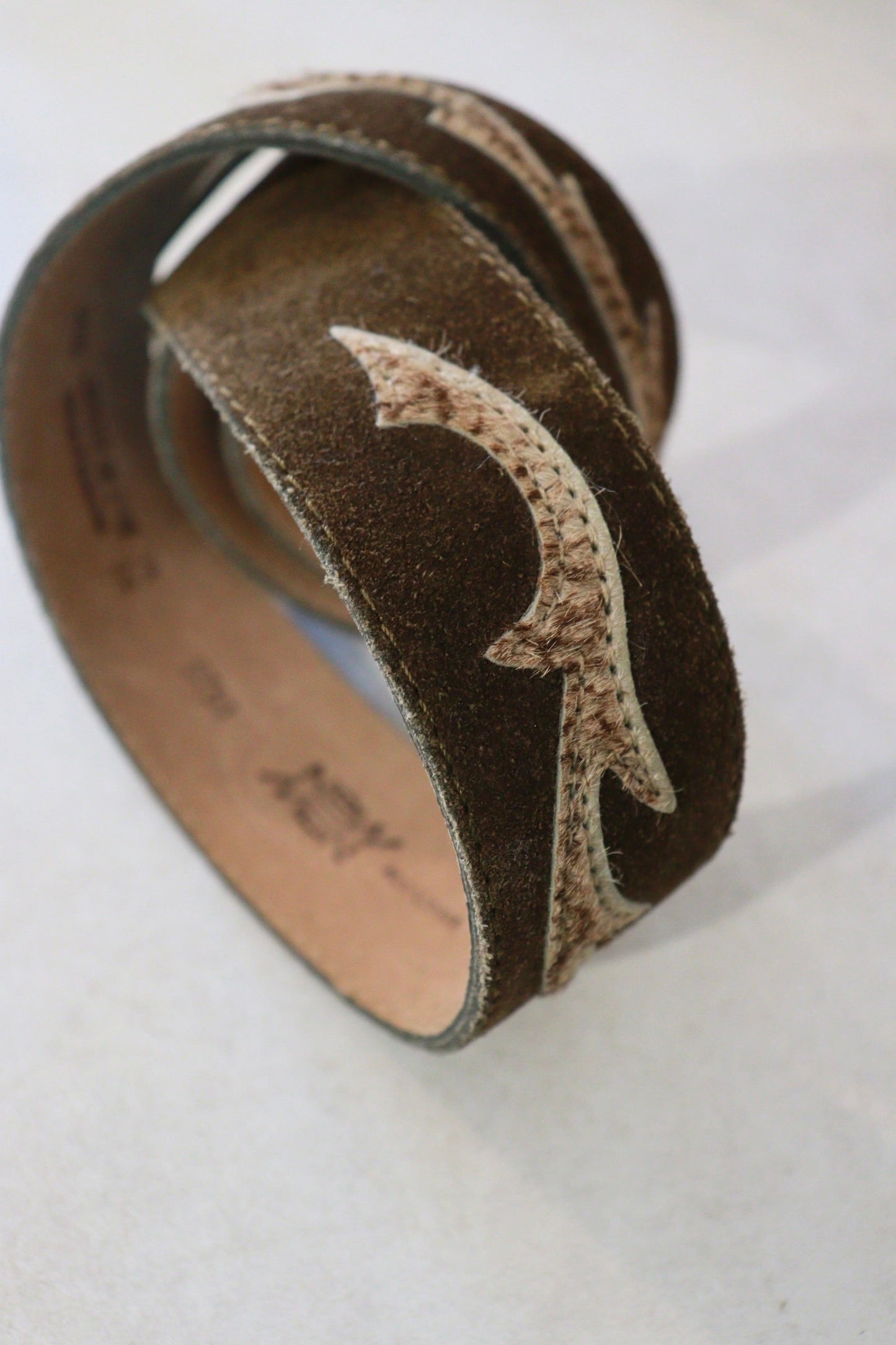 Ceinture en cuir suédé kaki - friperie vintage la friperie vintage 25