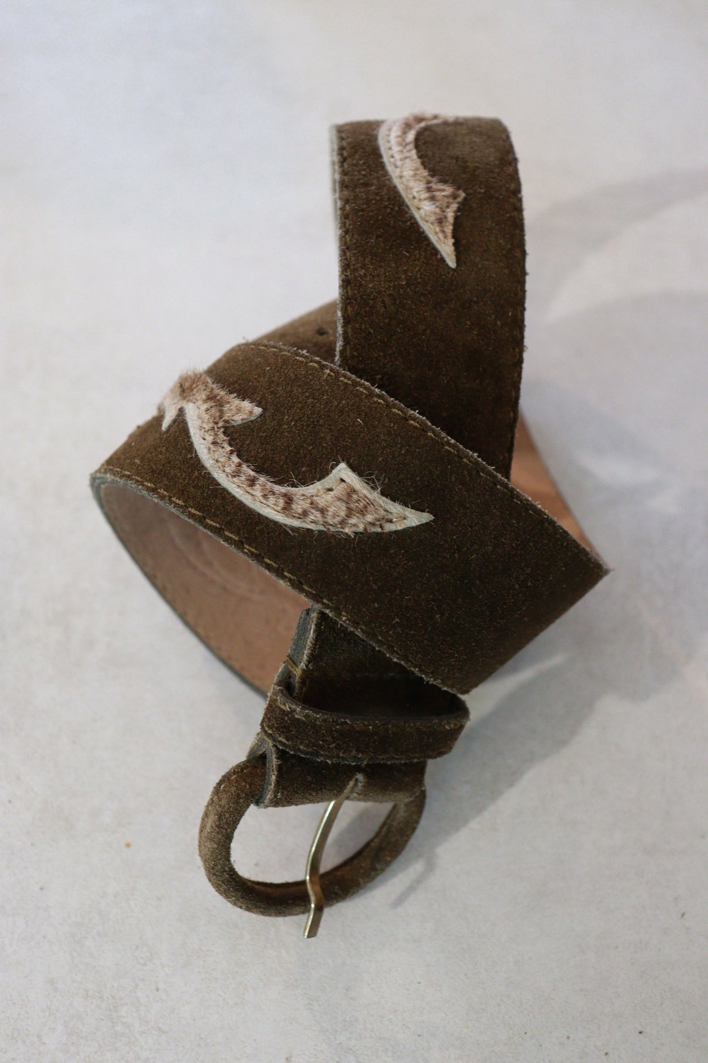Ceinture en cuir suédé kaki - friperie vintage la friperie vintage 25