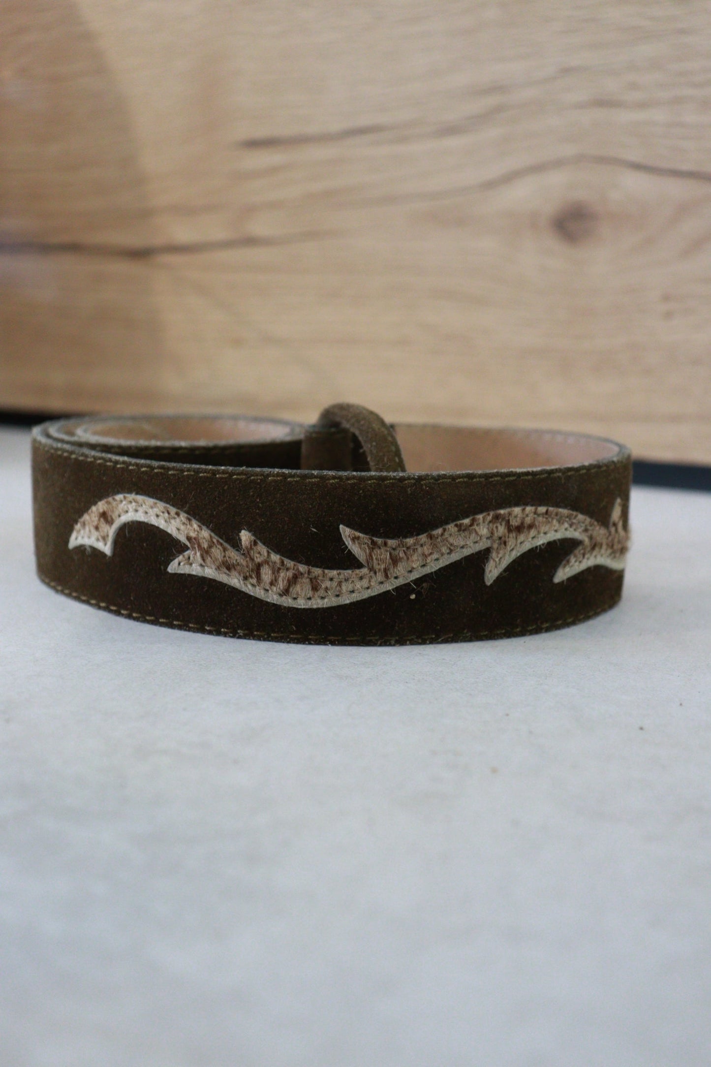 Ceinture en cuir suédé kaki - friperie vintage la friperie vintage 25