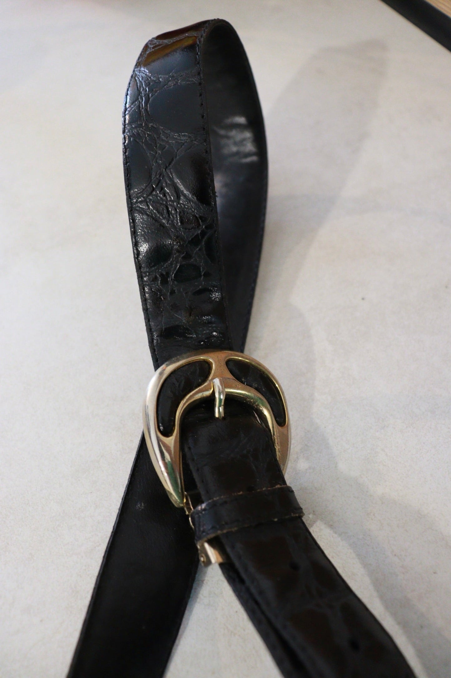Ceinture en cuir noir vintage - friperie vintage la friperie vintage 25