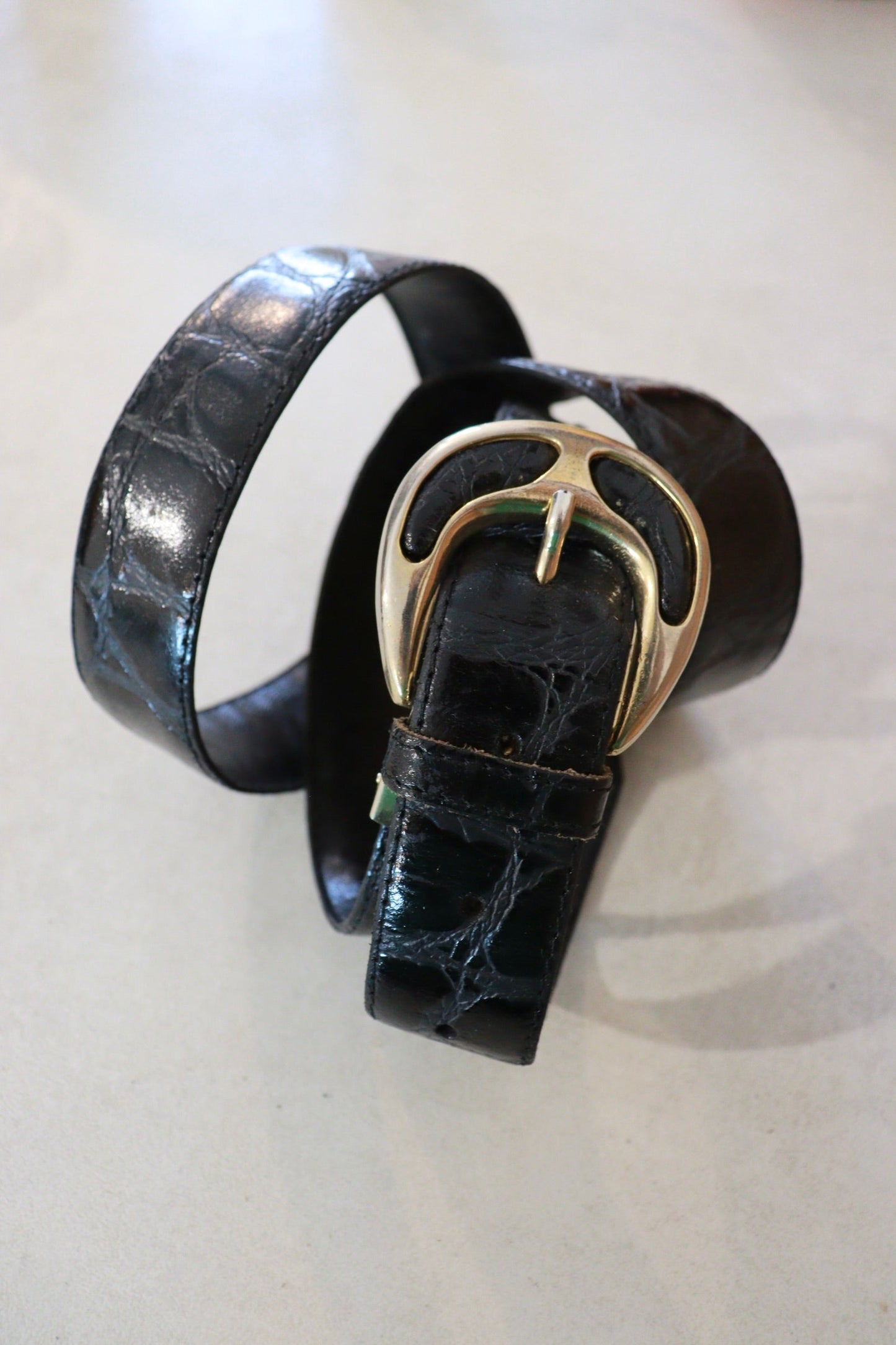 Ceinture en cuir noir vintage - friperie vintage la friperie vintage 25
