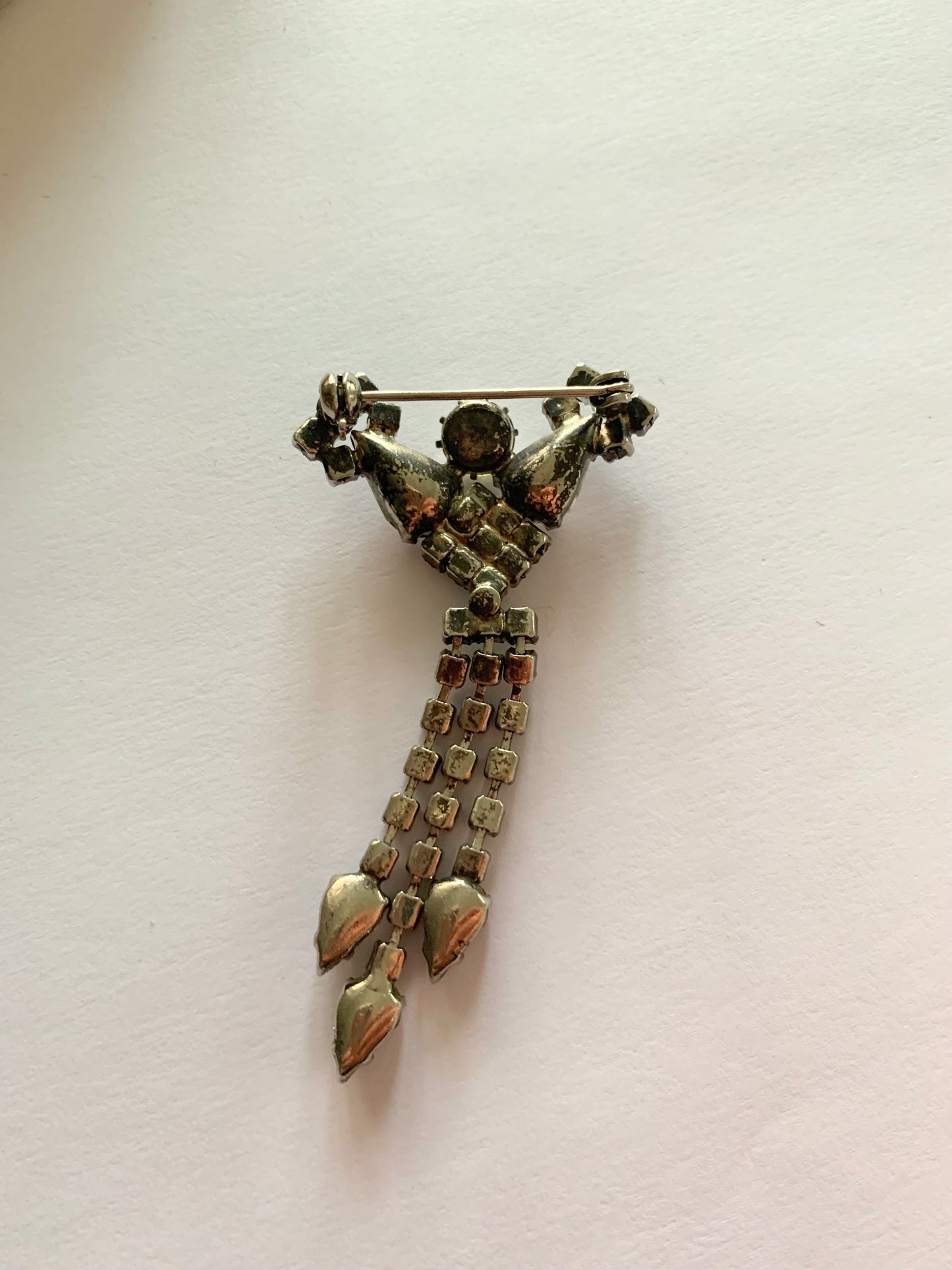 Broche vintage pendante à strass blancs style Gatsby la friperie vintage 25