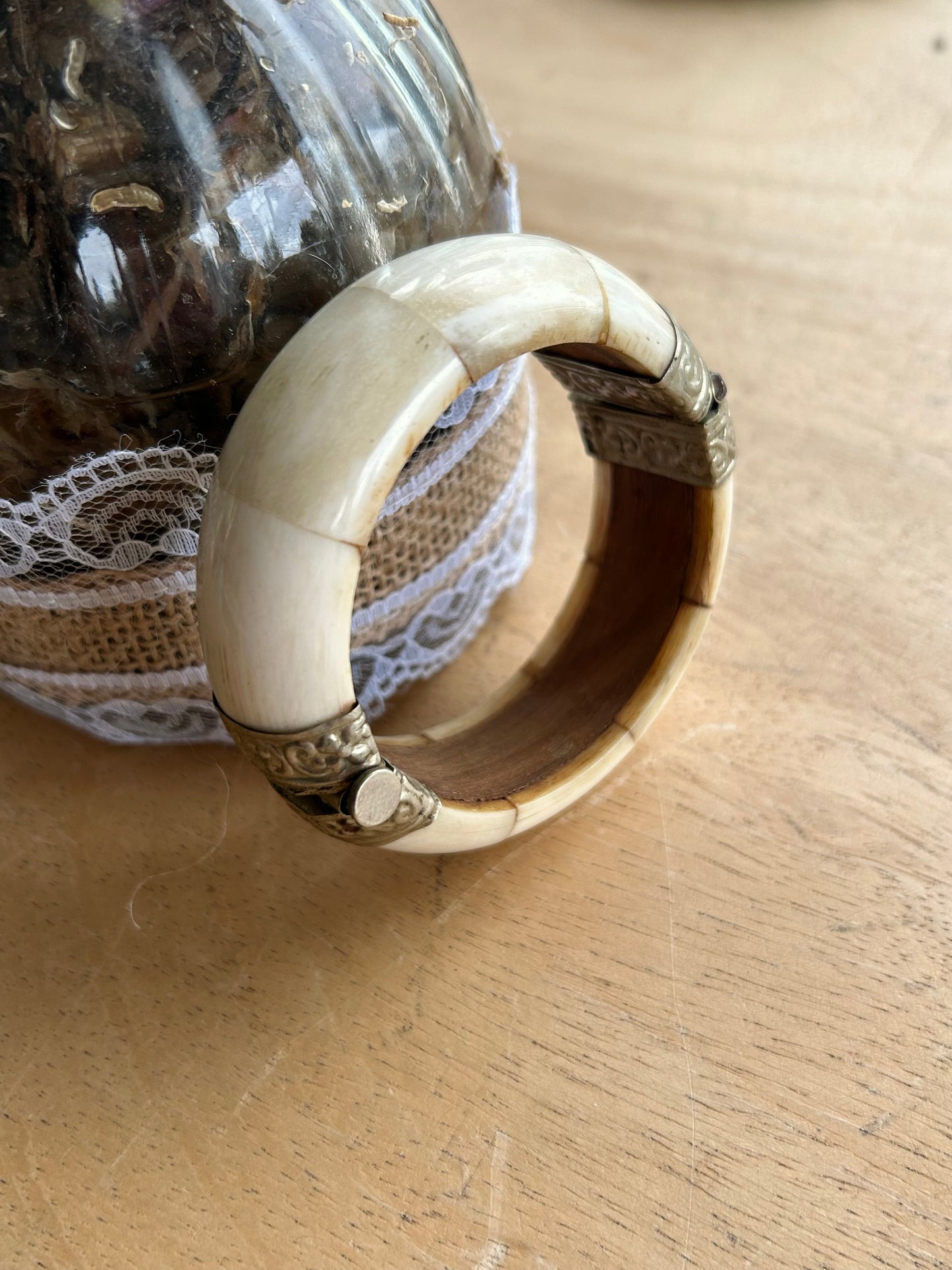 Bracelet vintage jonc en corne et bois la friperie vintage 25