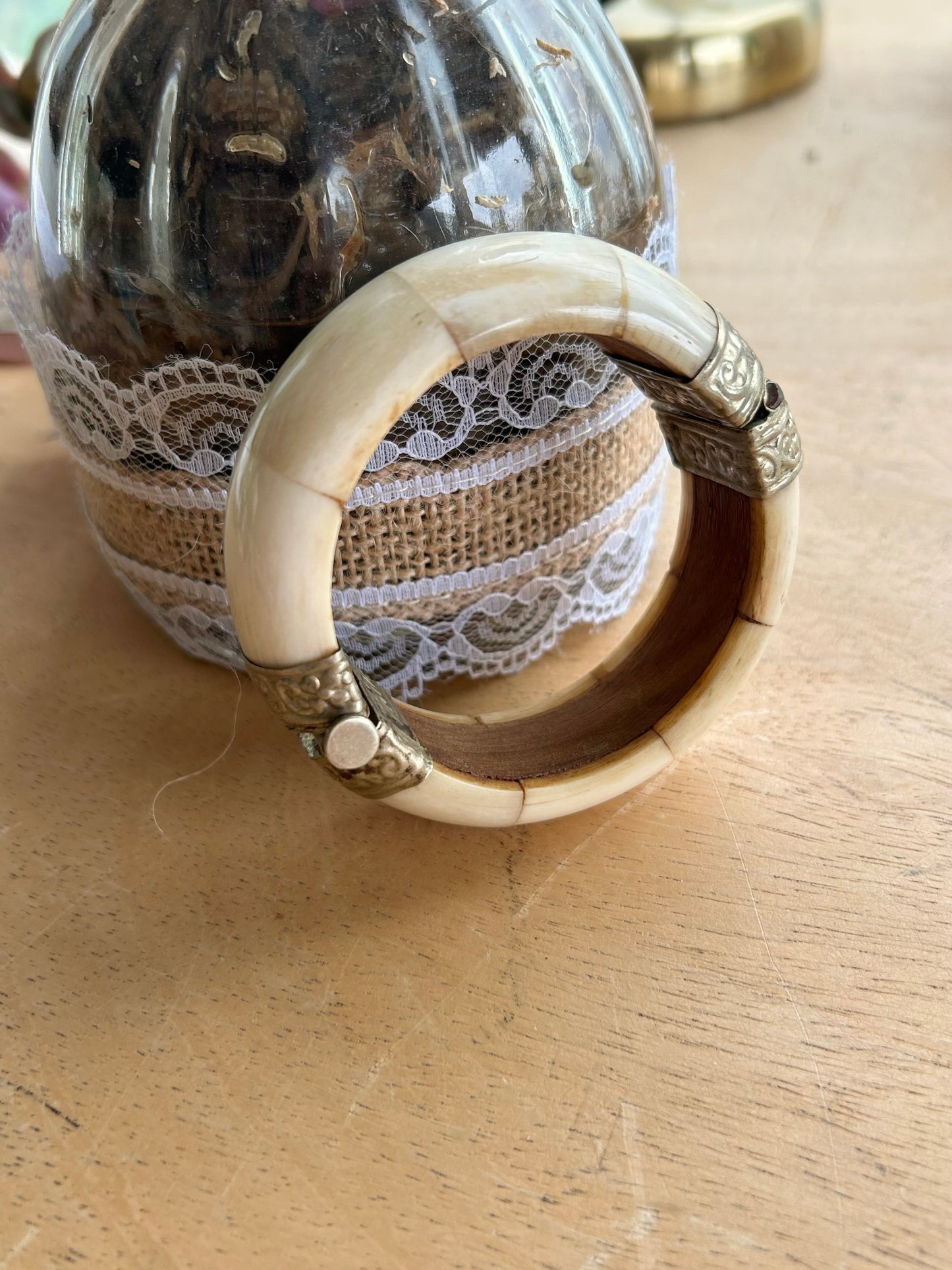 Bracelet vintage jonc en corne et bois la friperie vintage 25