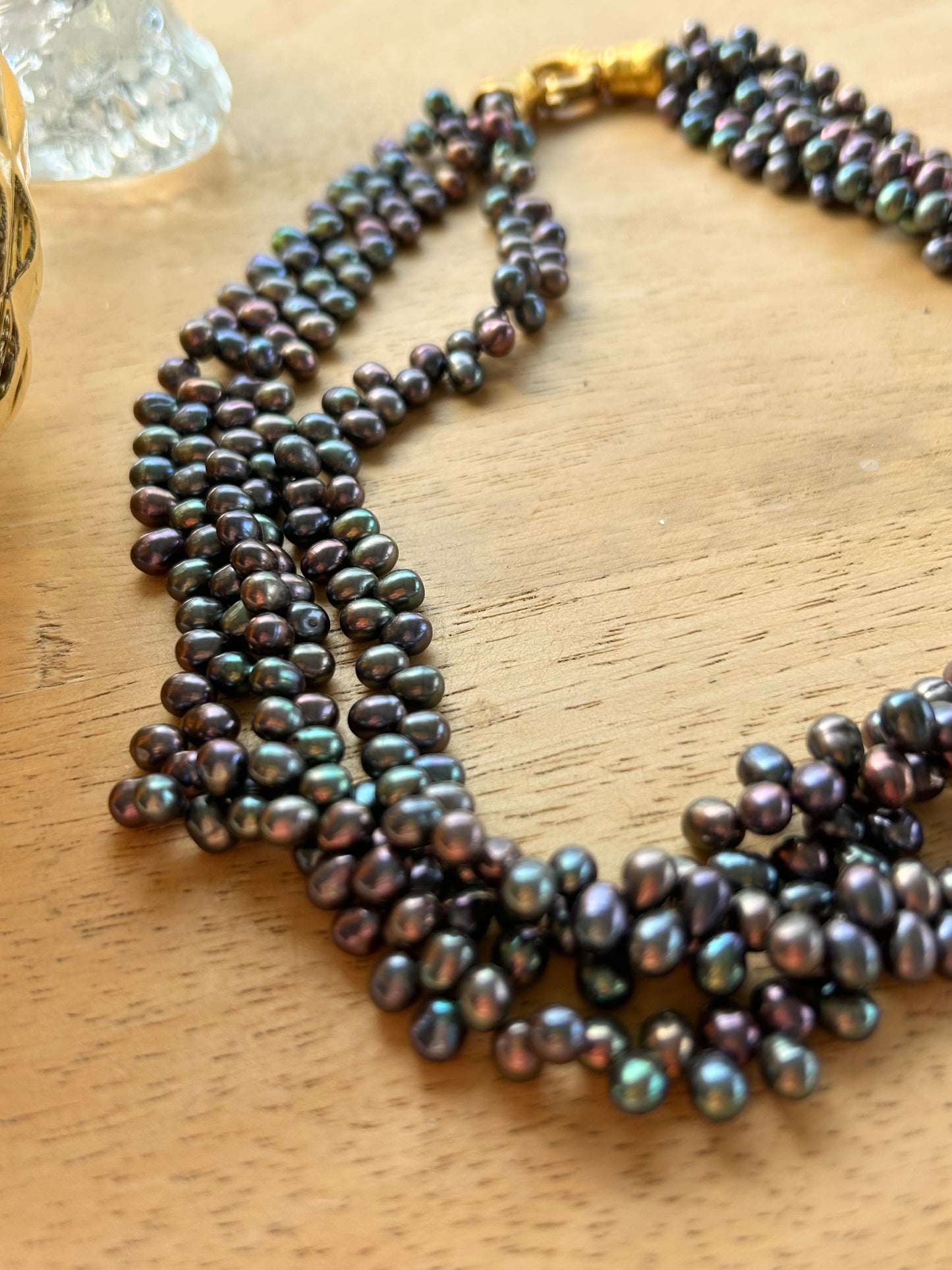Collier perles de culture gris noir la friperie vintage 25