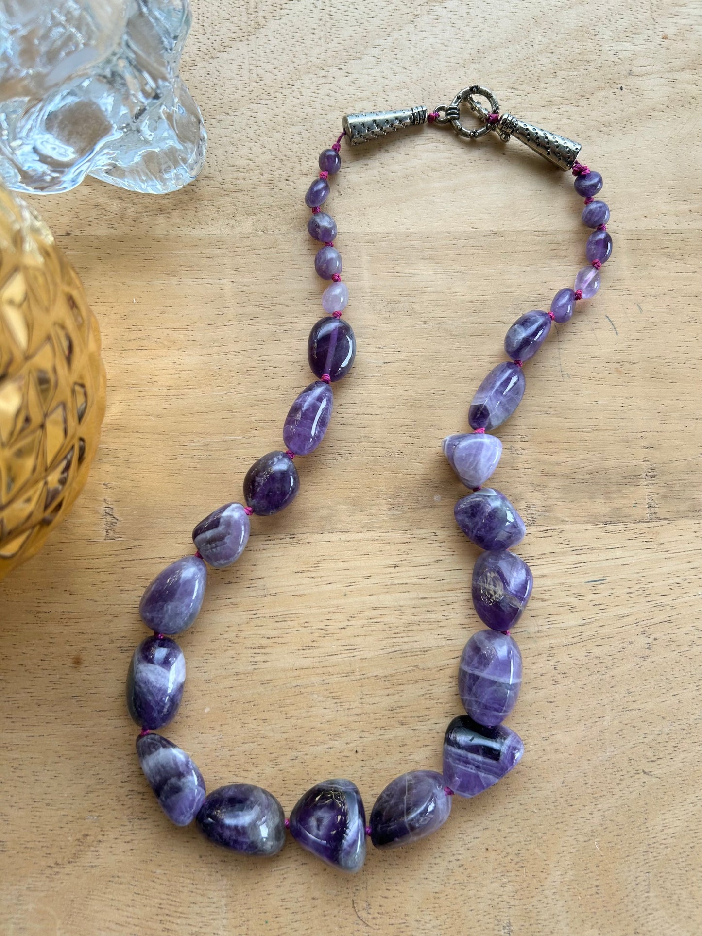 Collier améthiste violet fermoir argenté la friperie vintage 25