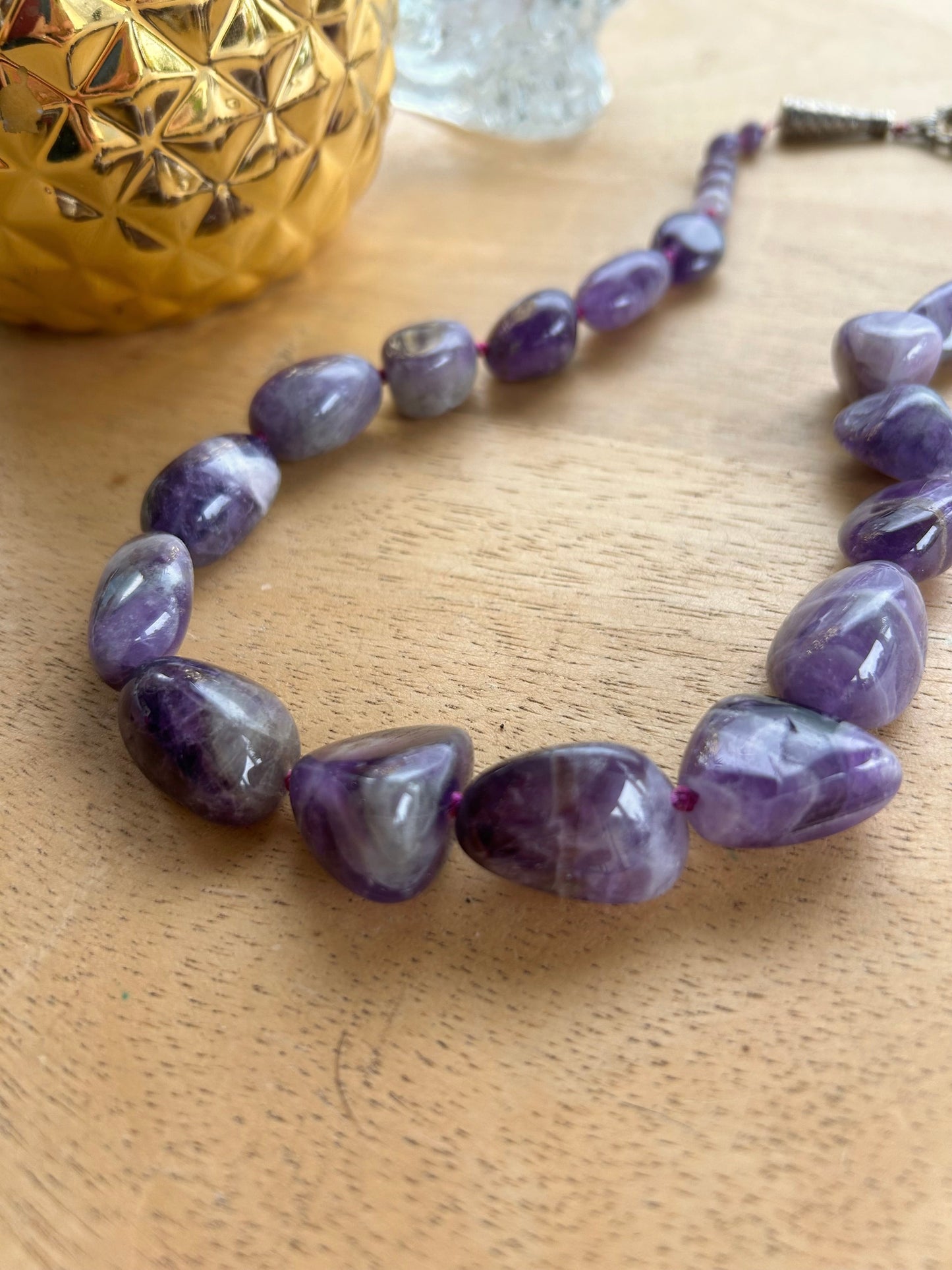 Collier améthiste violet fermoir argenté la friperie vintage 25