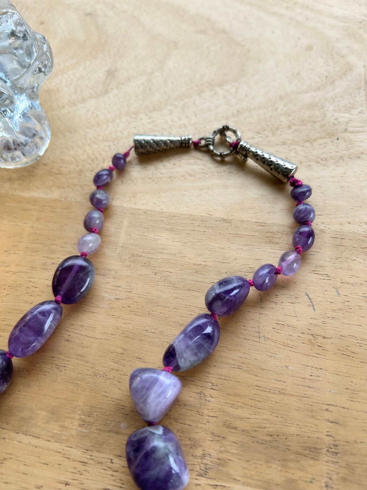 Collier améthiste violet fermoir argenté la friperie vintage 25