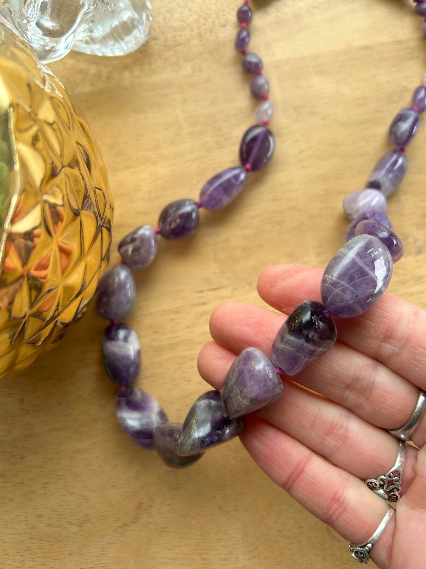 Collier améthiste violet fermoir argenté la friperie vintage 25