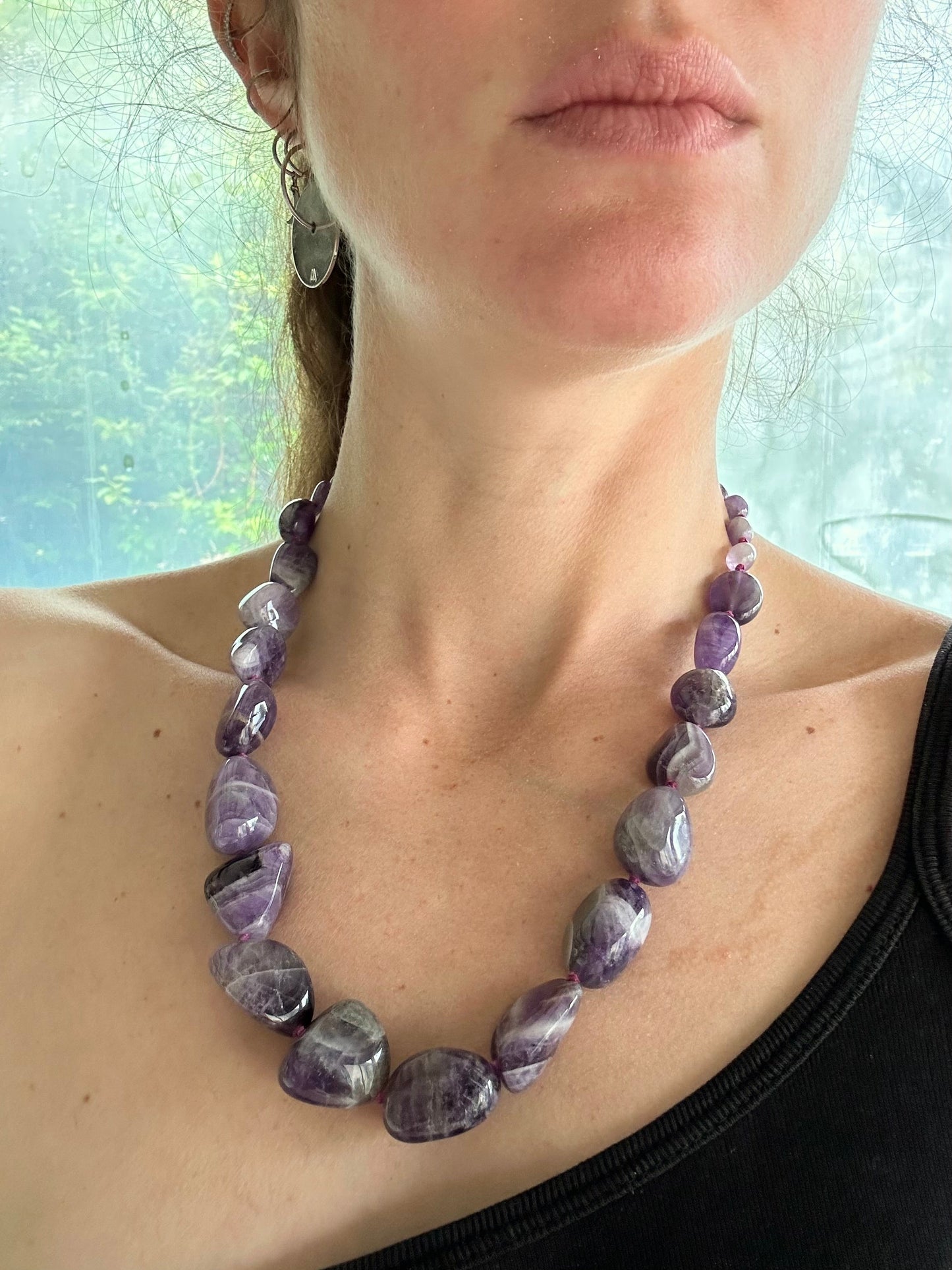 Collier améthiste violet fermoir argenté la friperie vintage 25