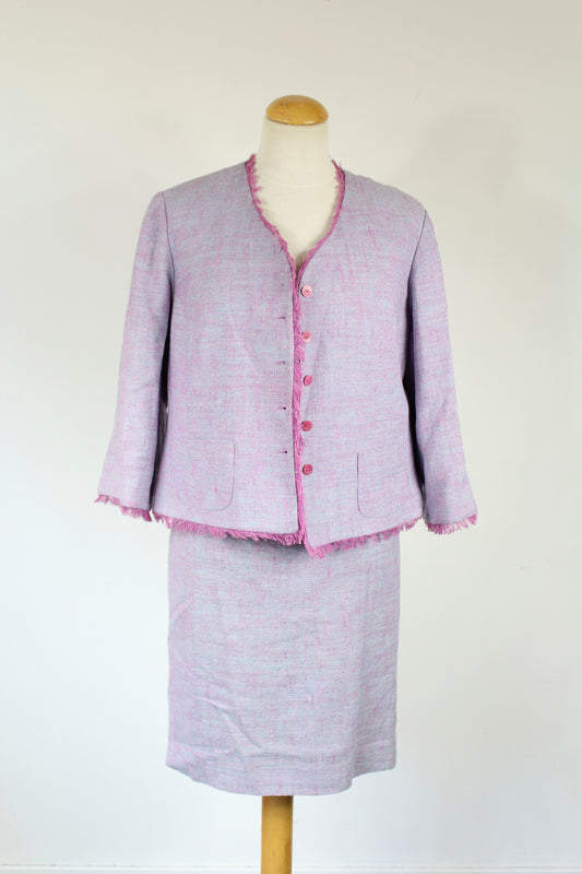 Tailleur vintage Gérard Darel mauve rose jupe veste la friperie vintage 25