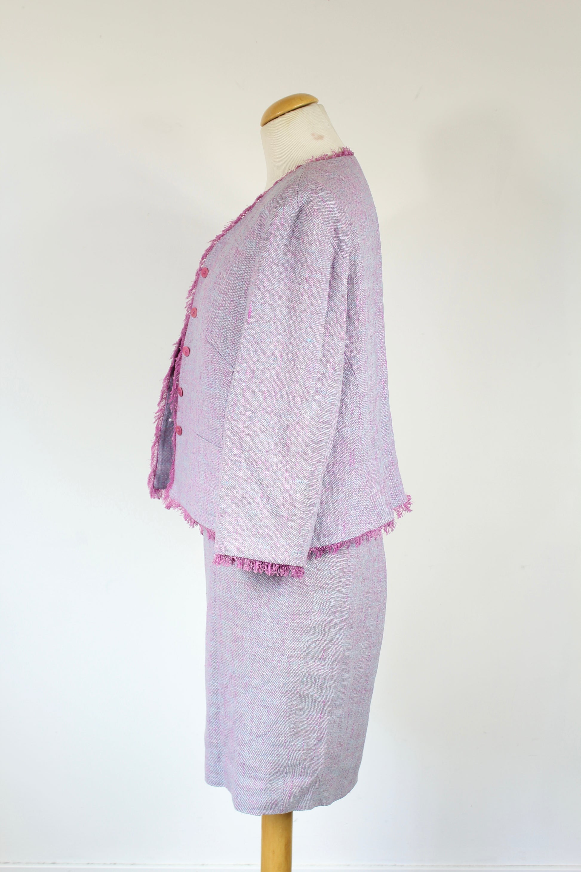 Tailleur vintage Gérard Darel mauve rose jupe veste la friperie vintage 25