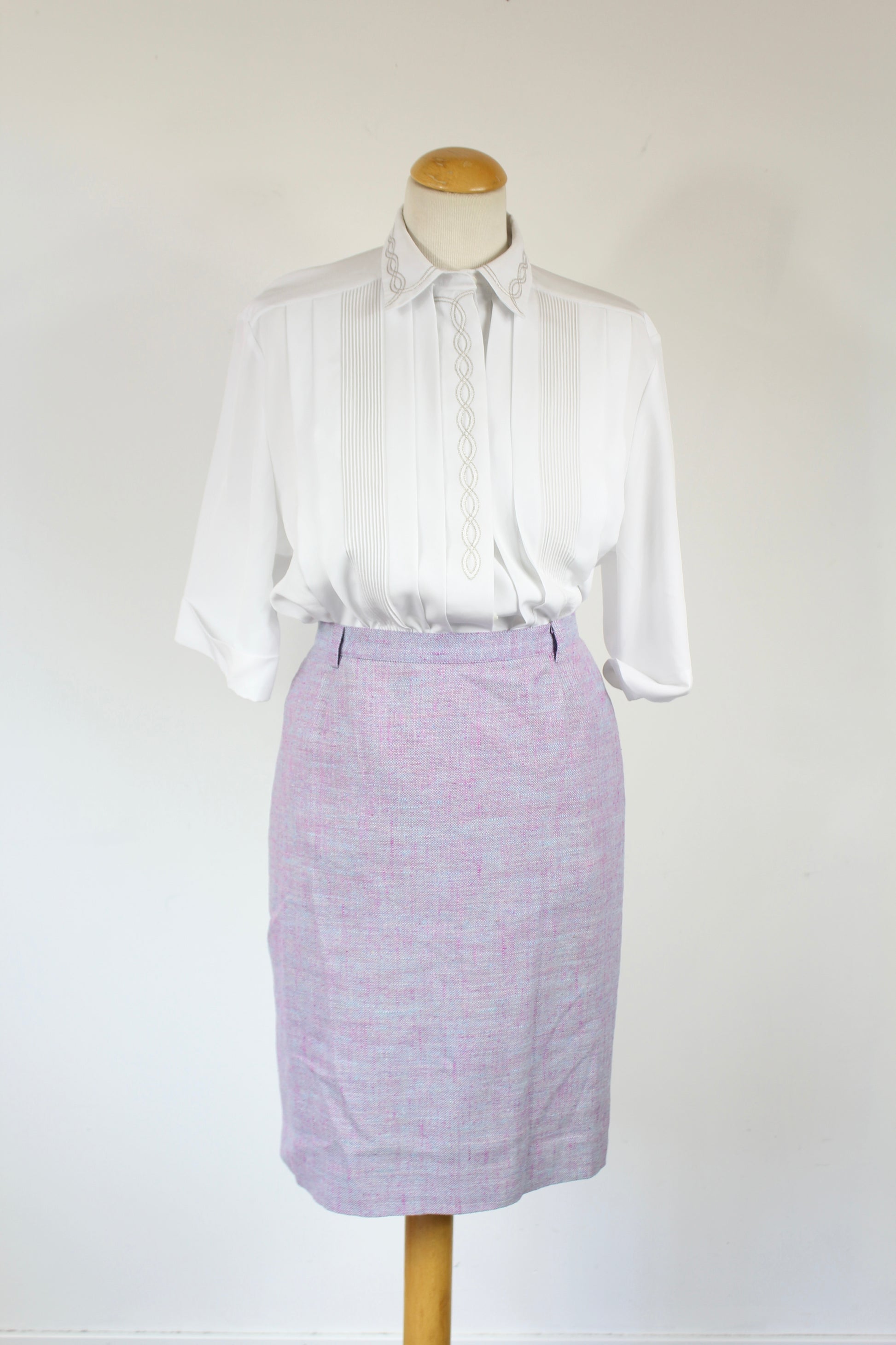Tailleur vintage Gérard Darel mauve rose jupe veste la friperie vintage 25