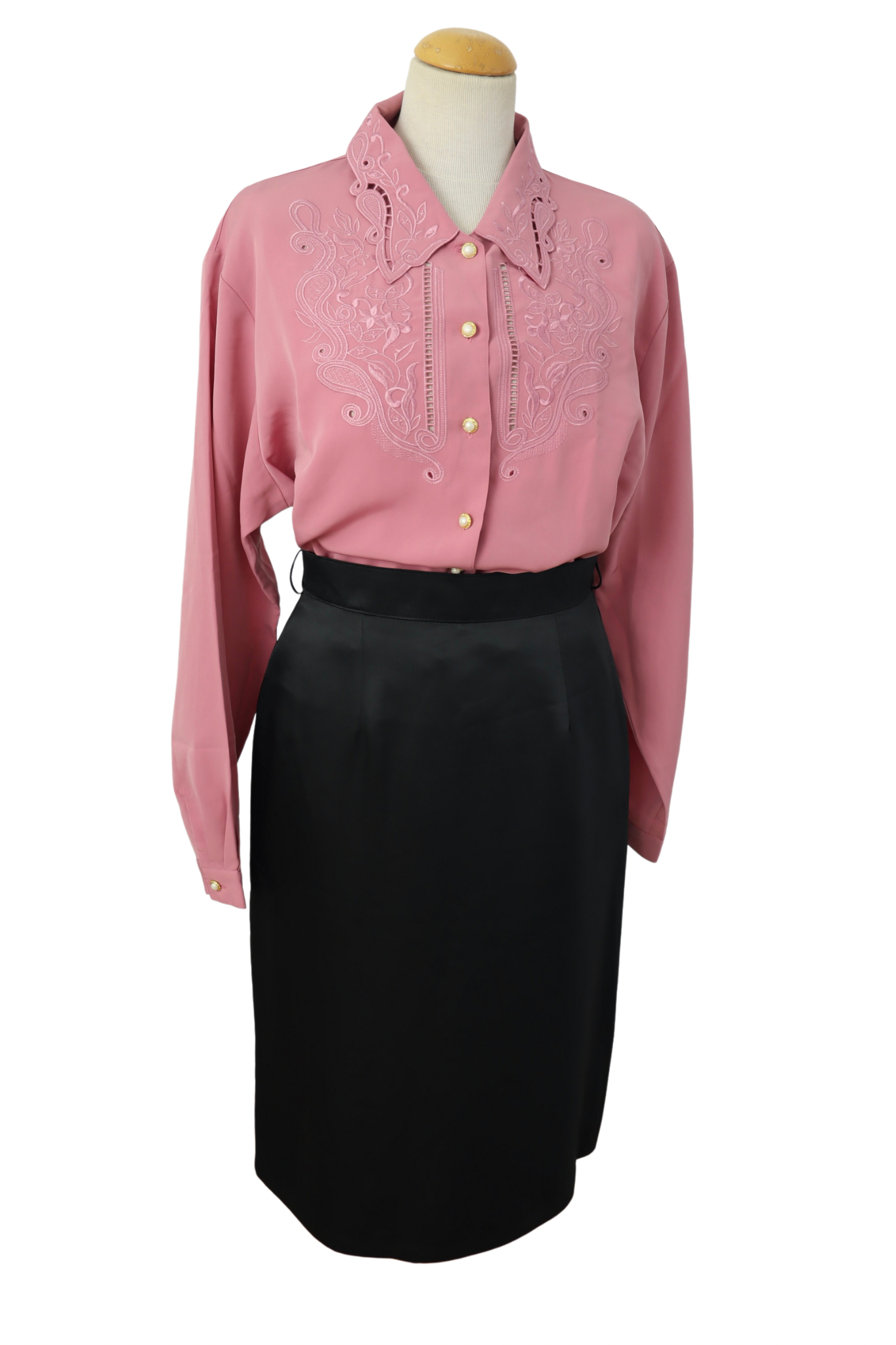 Chemisier vintage vieux rose à broderies la friperie vintage 25