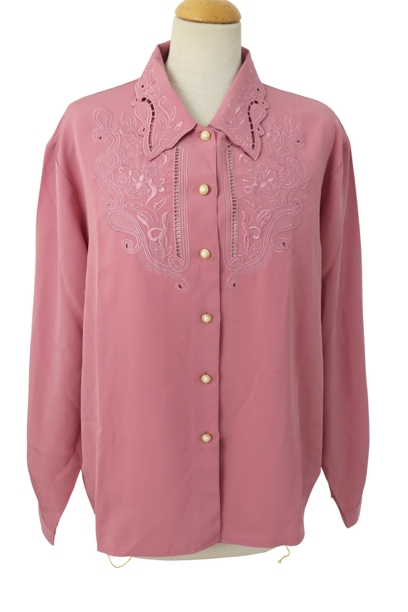 Chemisier vintage vieux rose à broderies la friperie vintage 25