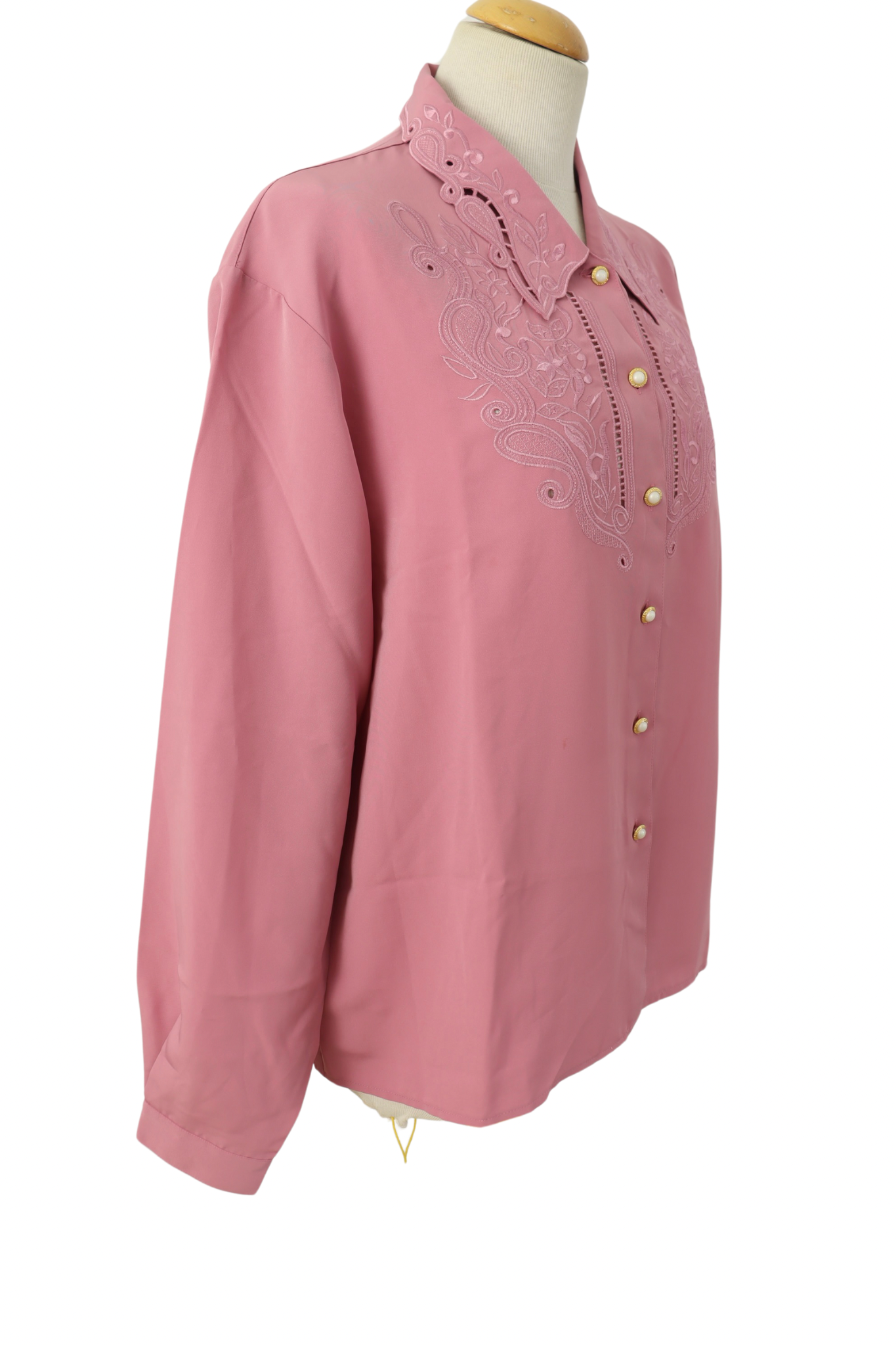 Chemisier vintage vieux rose à broderies la friperie vintage 25