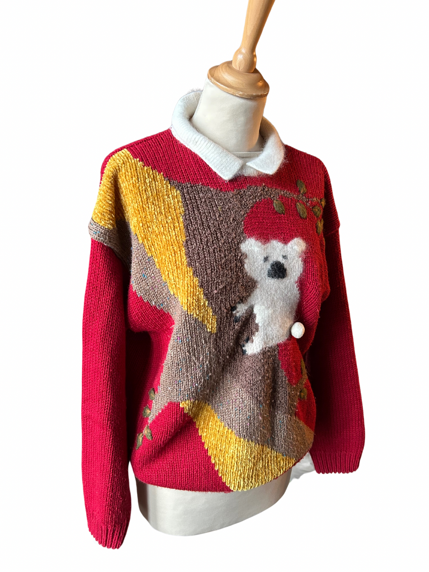 Pull over vintage rouge koala laine la friperie vintage 25
