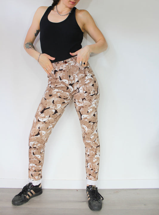 Pantalon vintage taille haute motifs ours polaires marron la friperie vintage 25