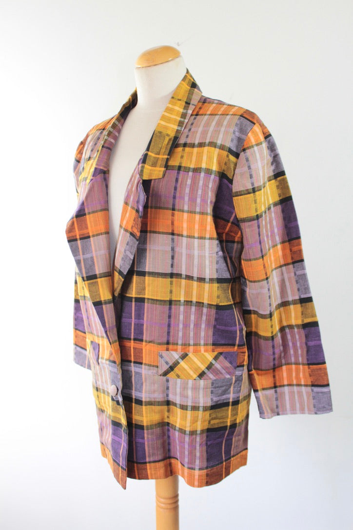 Veste légère vintage à carreaux violet orange La friperie vintage la friperie vintage 25