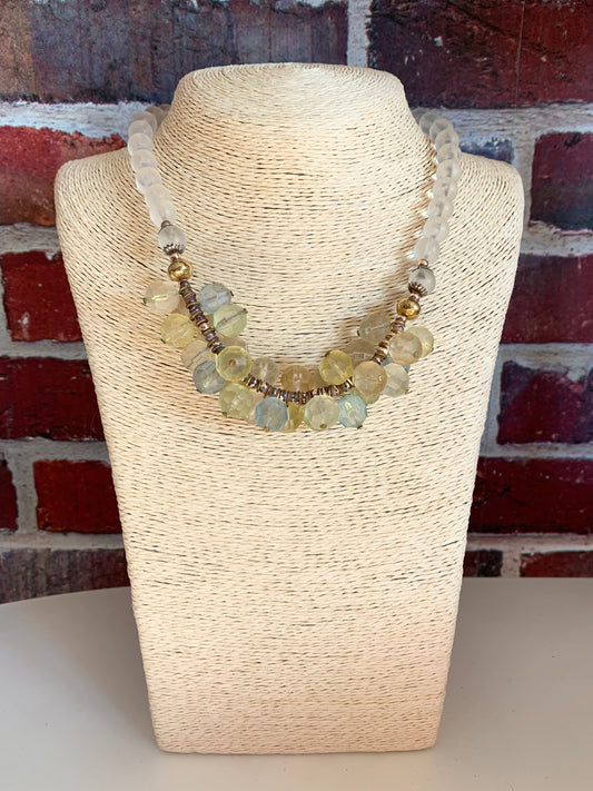 Collier vintage années 70 perles plastique transparentes la friperie vintage 25