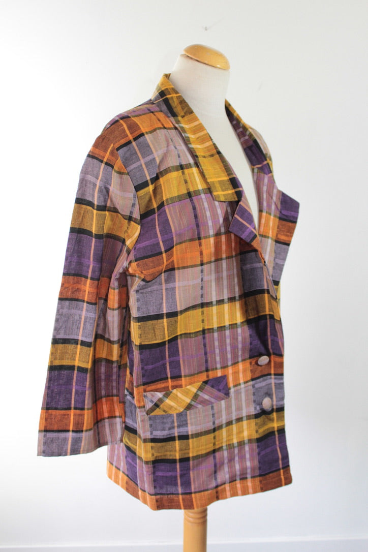 Veste légère vintage à carreaux violet orange La friperie vintage la friperie vintage 25