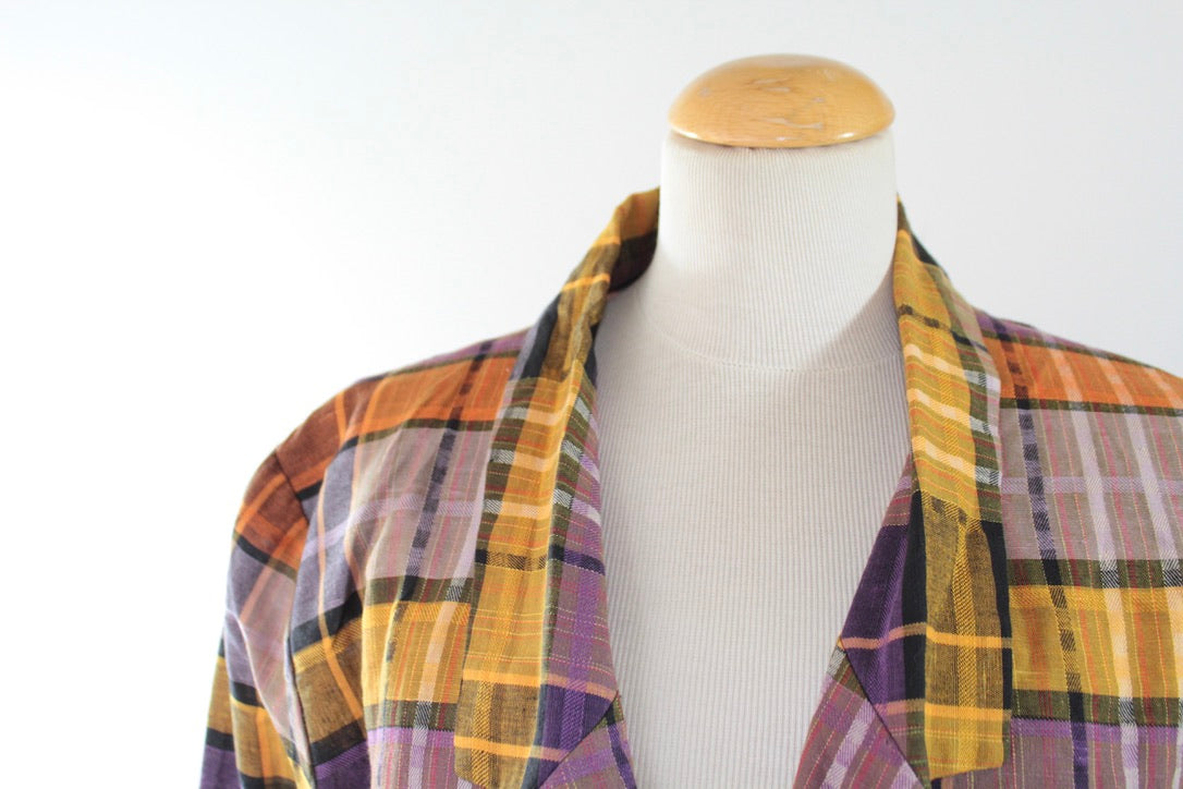 Veste légère vintage à carreaux violet orange La friperie vintage la friperie vintage 25