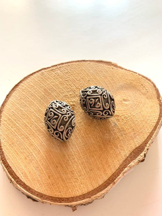 Boucles d'oreilles clips vintage argenté motifs spirales la friperie vintage 25