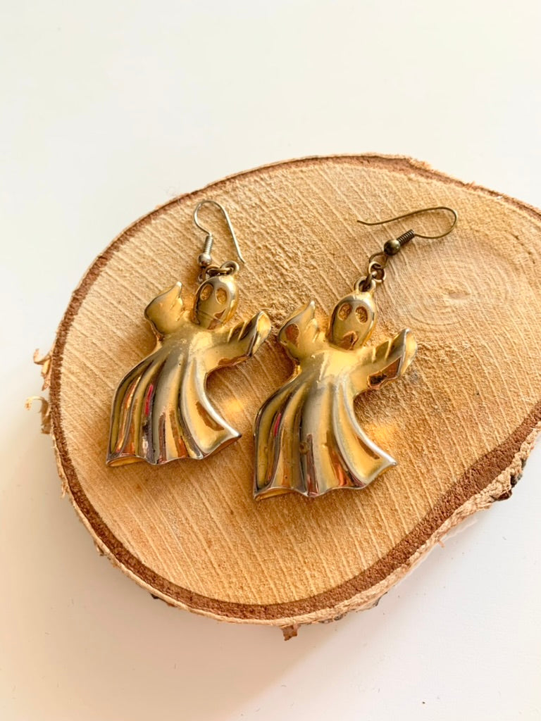 Boucles d'oreilles vintage fantôme dorées la friperie vintage 25