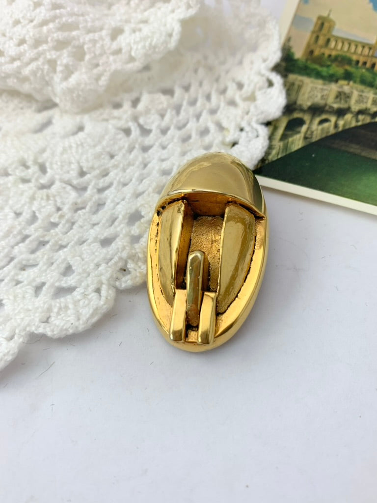 Broche ovale abstraite Sabrina Caron dorée la friperie vintage 25