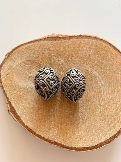 Boucles d'oreilles clips vintage argenté motifs spirales