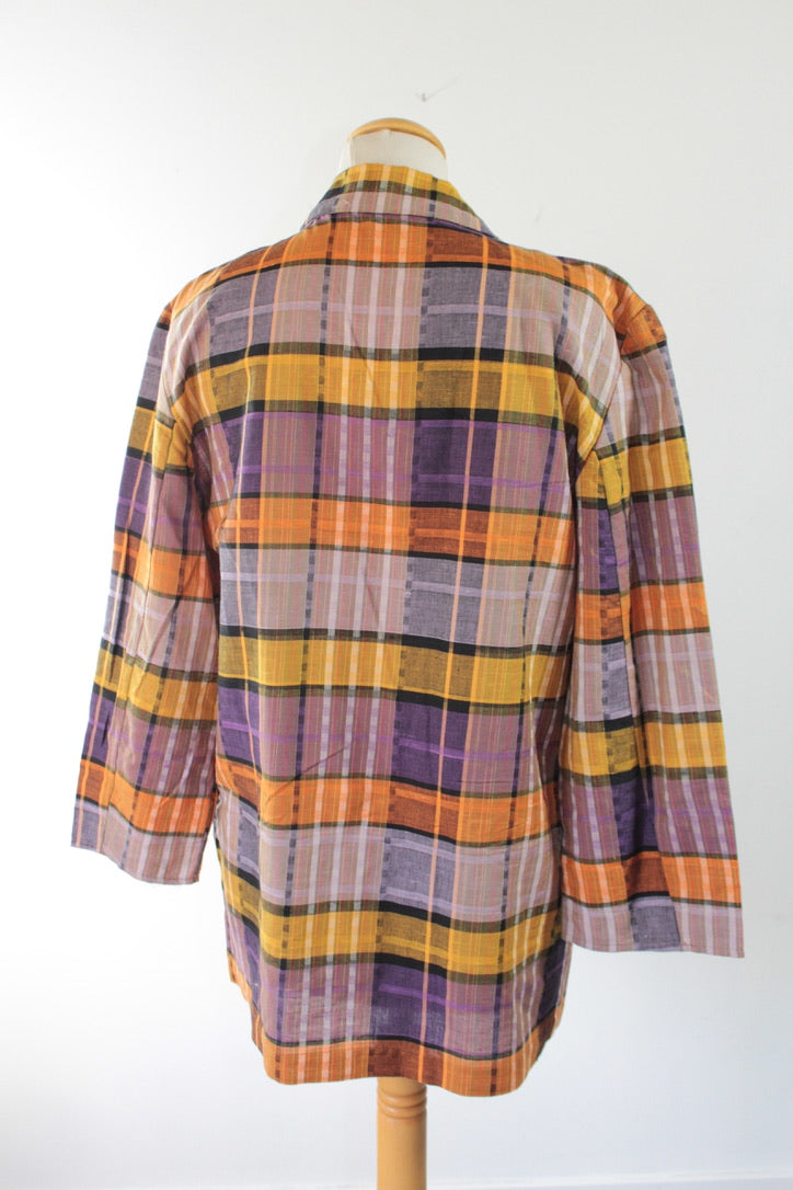 Veste légère vintage à carreaux violet orange La friperie vintage la friperie vintage 25