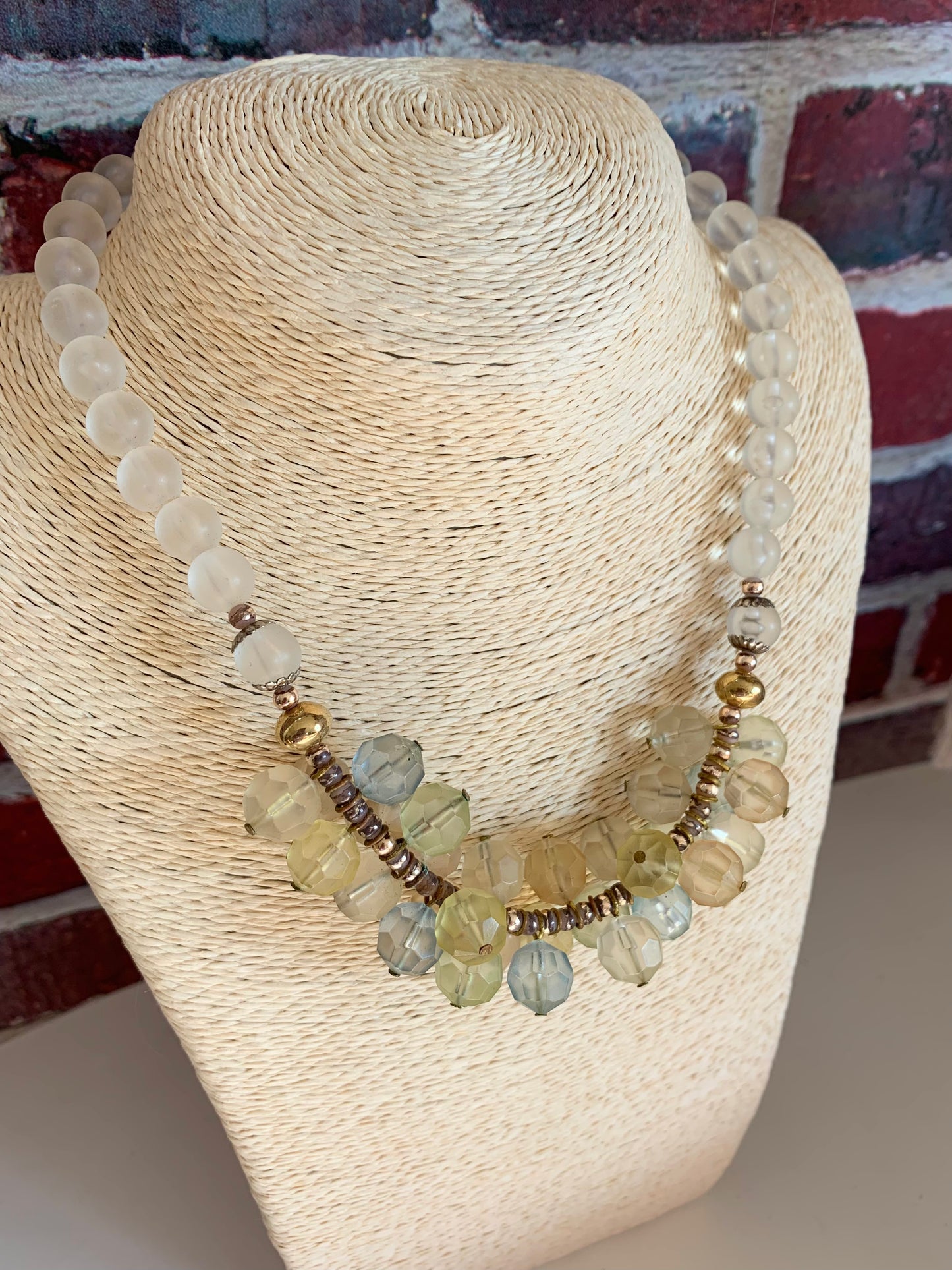 Collier vintage années 70 perles plastique transparentes la friperie vintage 25
