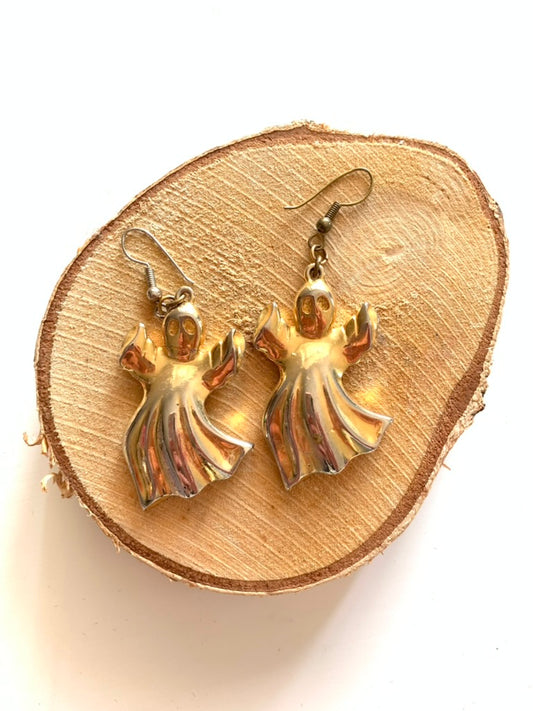 Boucles d'oreilles vintage fantôme dorées la friperie vintage 25