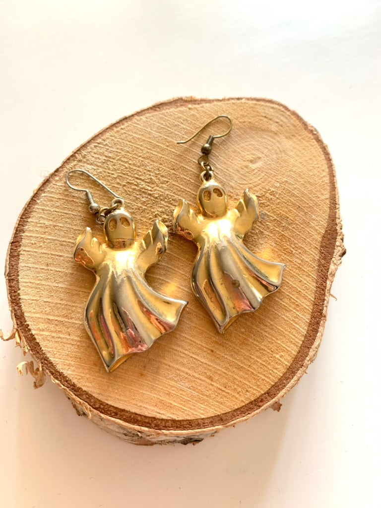 Boucles d'oreilles vintage fantôme dorées la friperie vintage 25