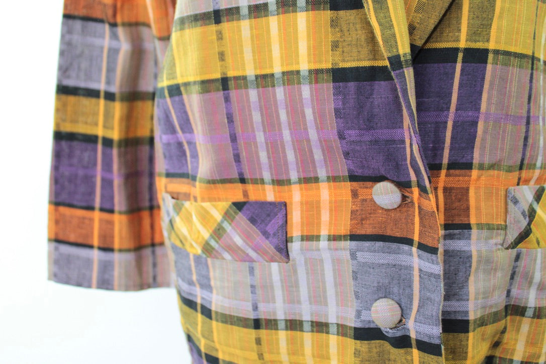 Veste légère vintage à carreaux violet orange La friperie vintage la friperie vintage 25