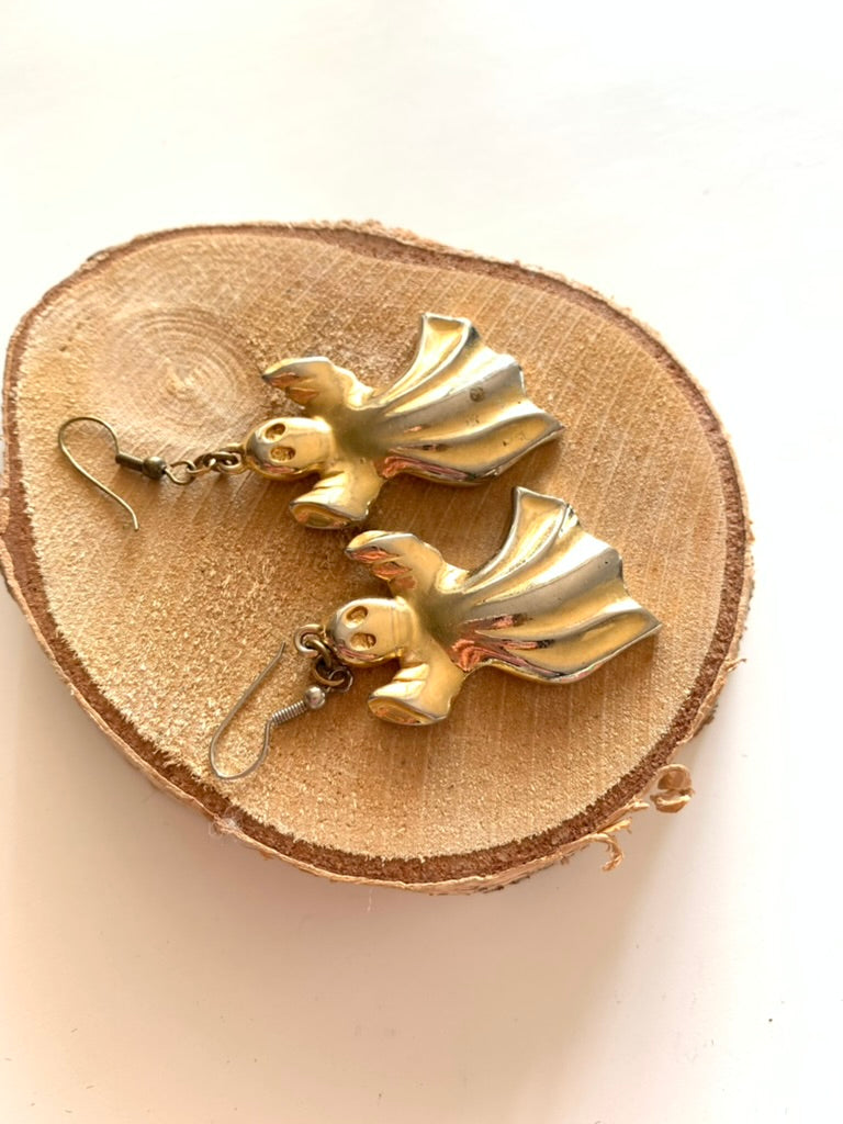 Boucles d'oreilles vintage fantôme dorées la friperie vintage 25