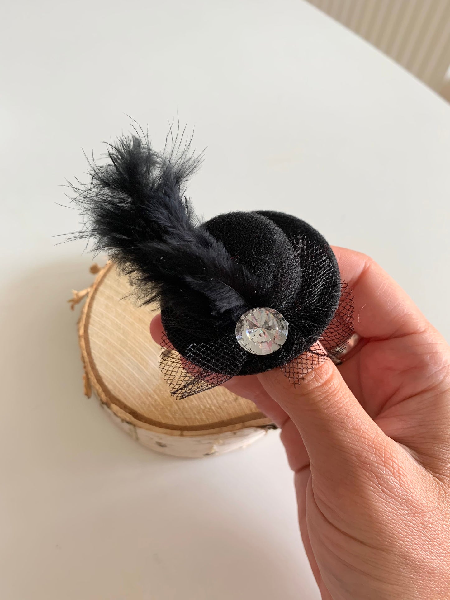 Pince à cheveux vintage chapeau noir et plume La friperie vintage la friperie vintage 25