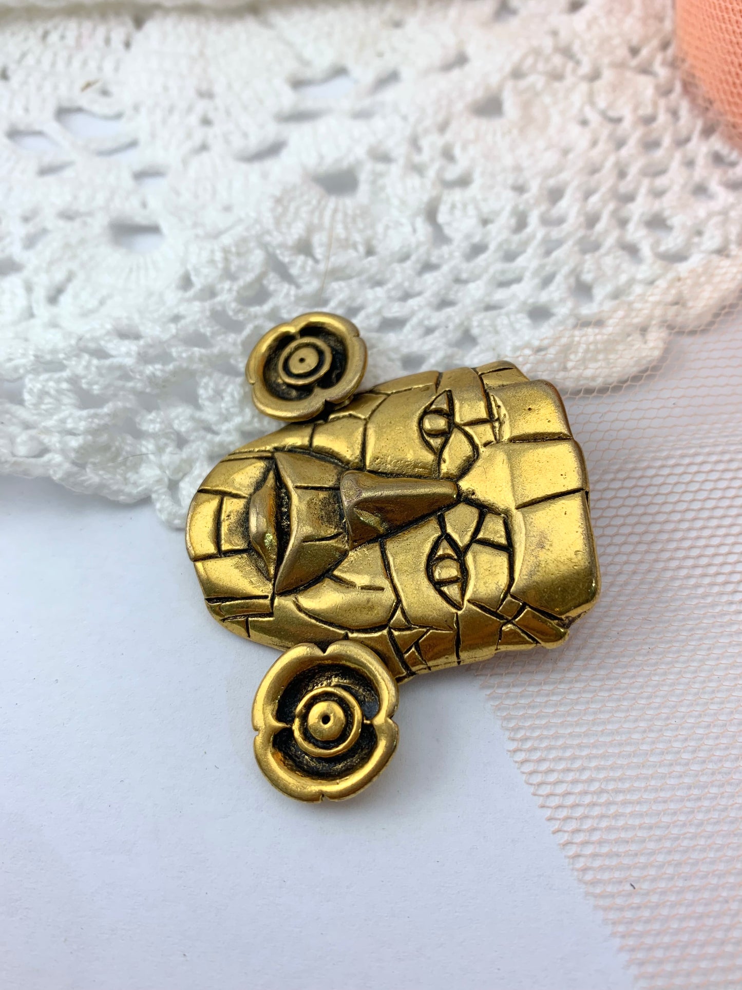 Pendentif M.Buffet bronze visage aztèque la friperie vintage la friperie vintage 25