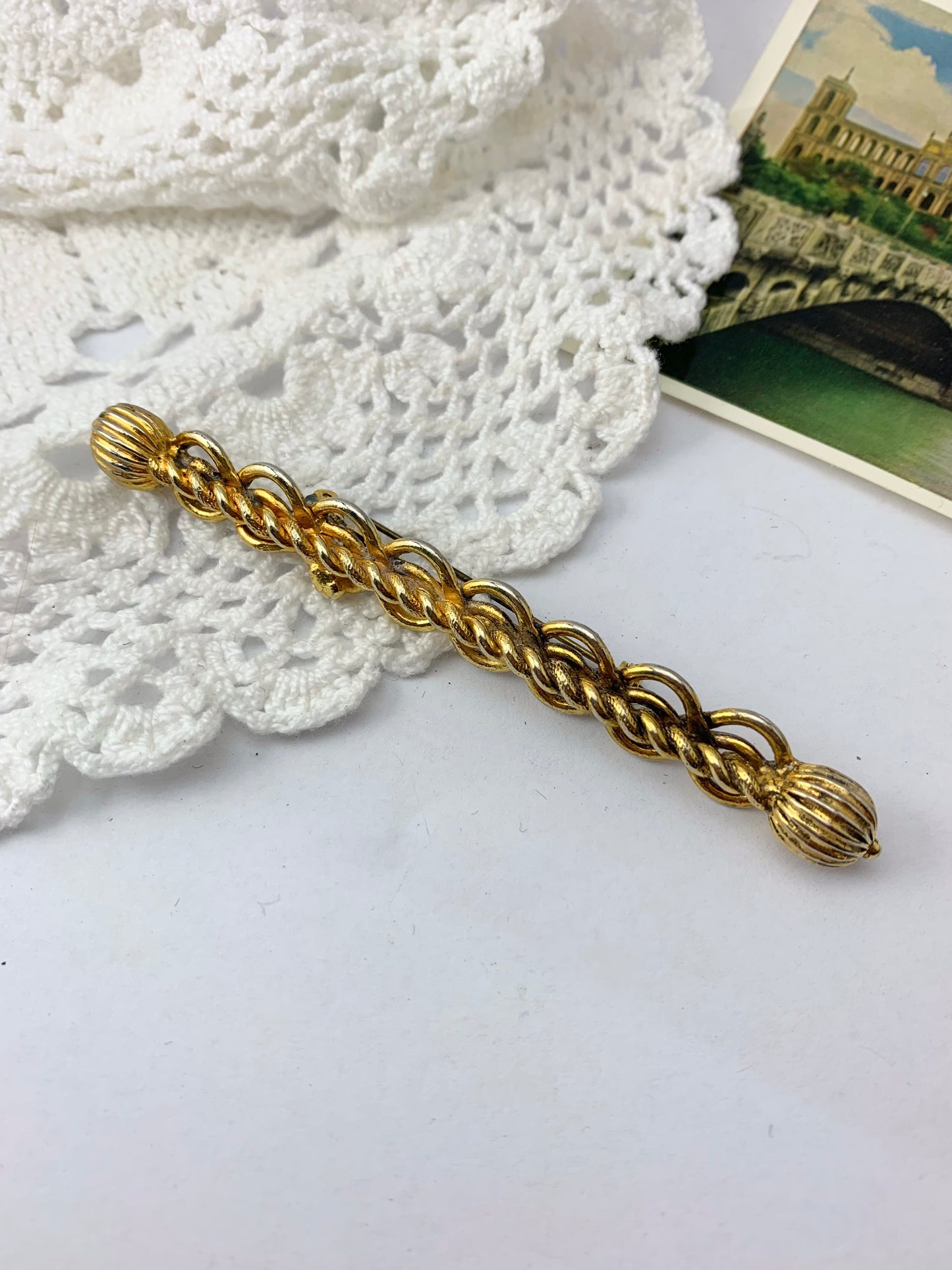 Broche vintage pic à chapeau métal doré la friperie vintage 25