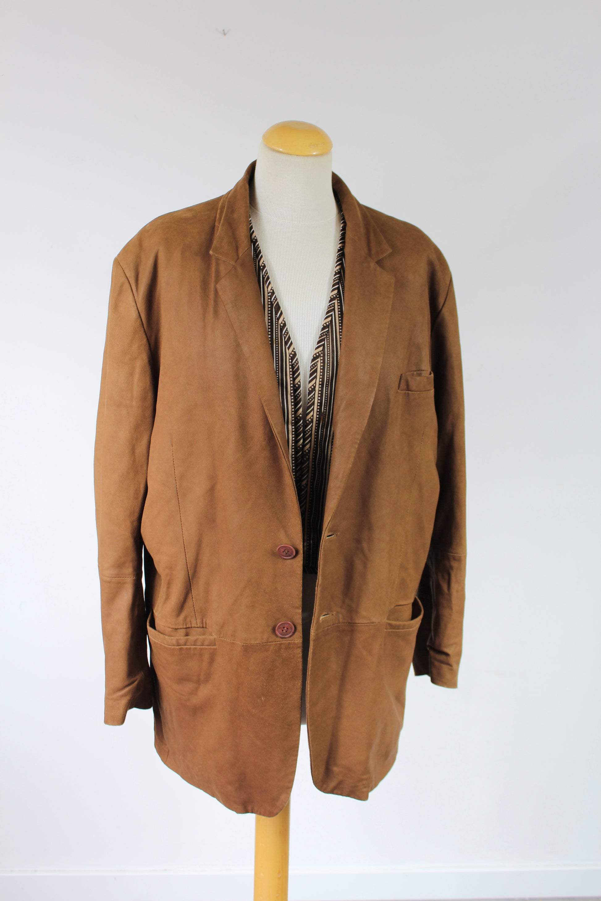 Veste cuir de chèvre Redskins marron mi longue vintage la friperie vintage 25