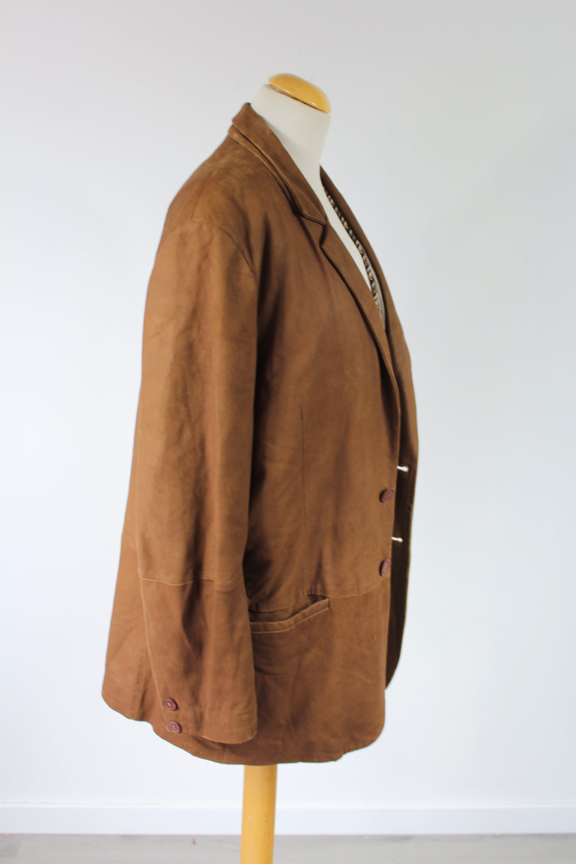 Veste cuir de chèvre Redskins marron mi longue vintage la friperie vintage 25