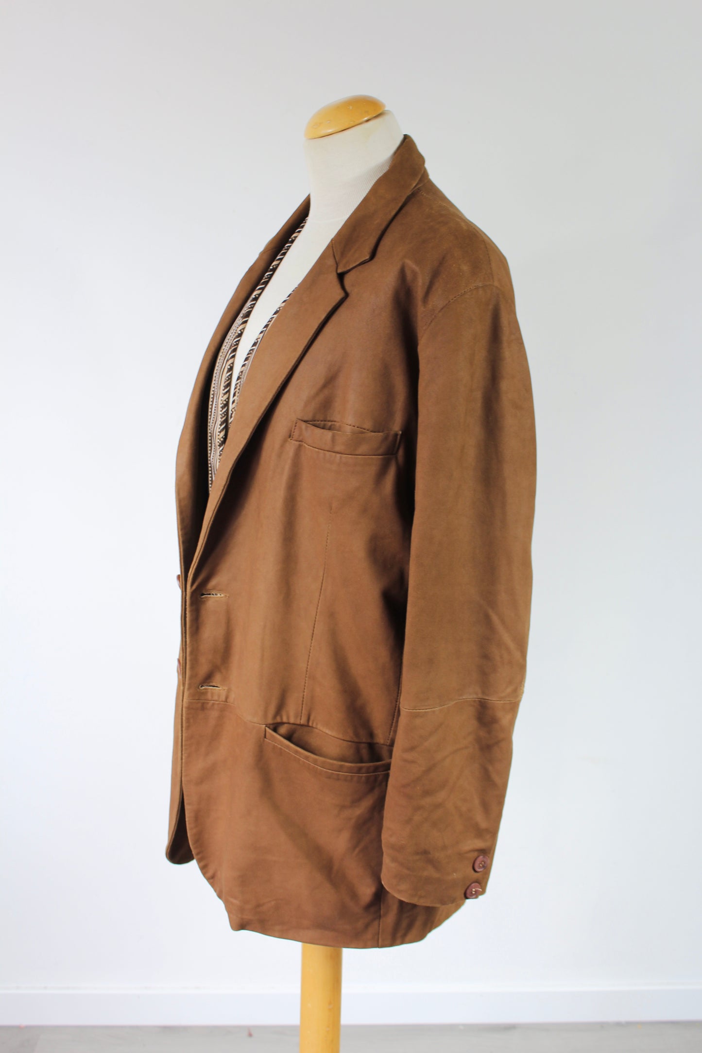 Veste cuir de chèvre Redskins marron mi longue vintage la friperie vintage 25