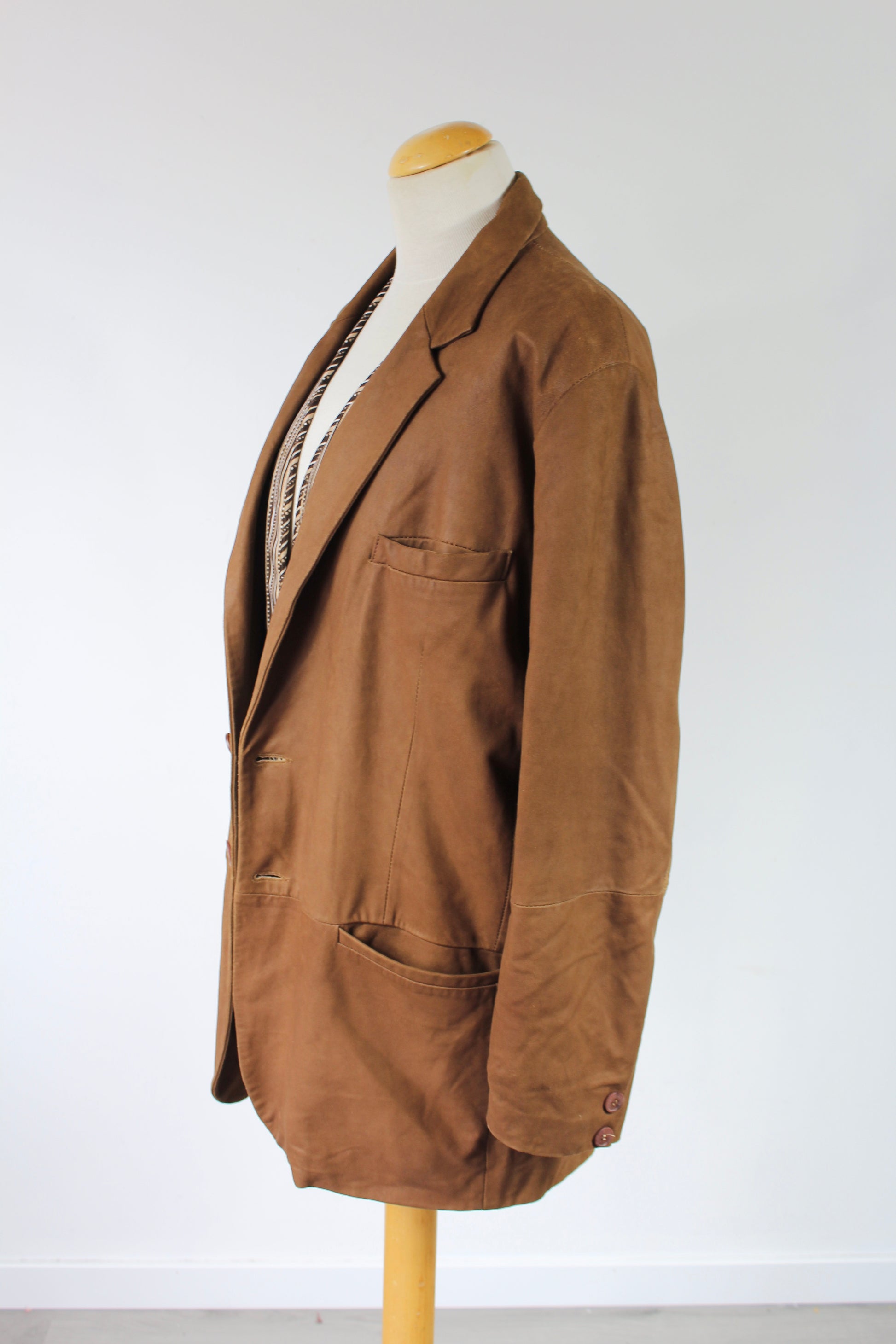 Veste cuir de chèvre Redskins marron mi longue vintage la friperie vintage 25