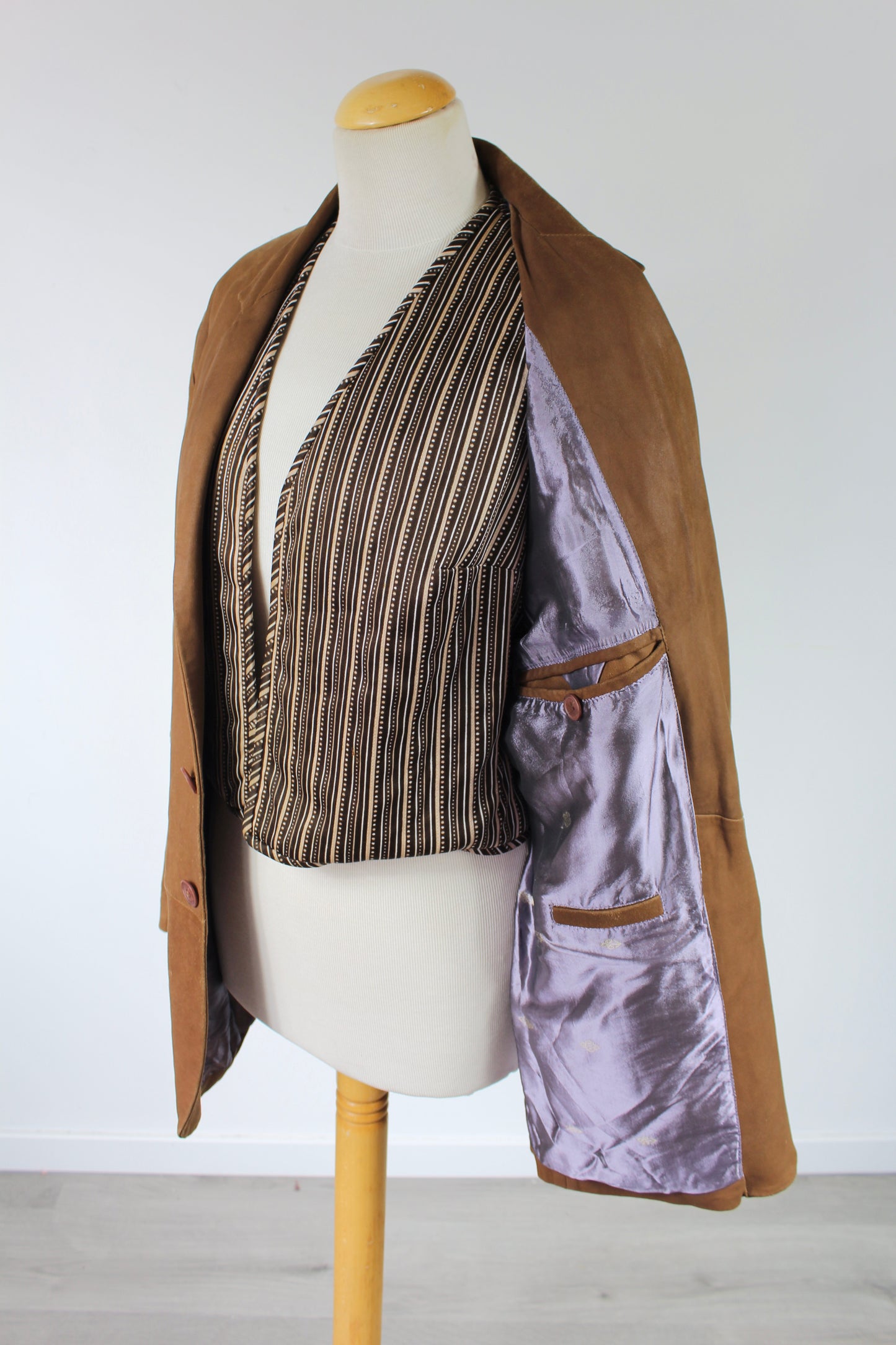 Veste cuir de chèvre Redskins marron mi longue vintage la friperie vintage 25