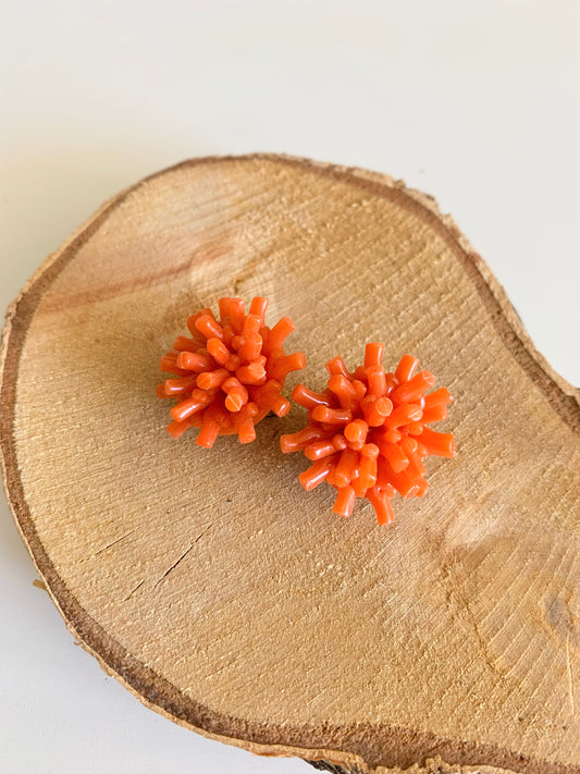 Clips d'oreille vintage imitation corail orange La friperie vintage la friperie vintage 25