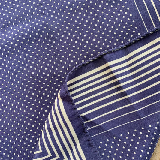 Foulard soie vintage bleu à pois blanc La friperie vintage la friperie vintage 25