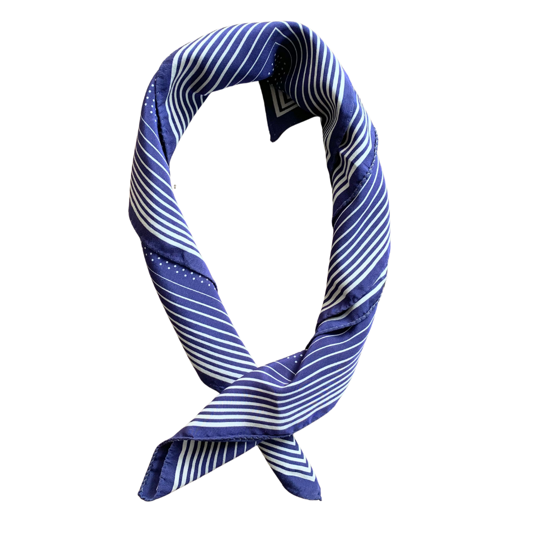 Foulard soie vintage bleu à pois blanc La friperie vintage la friperie vintage 25