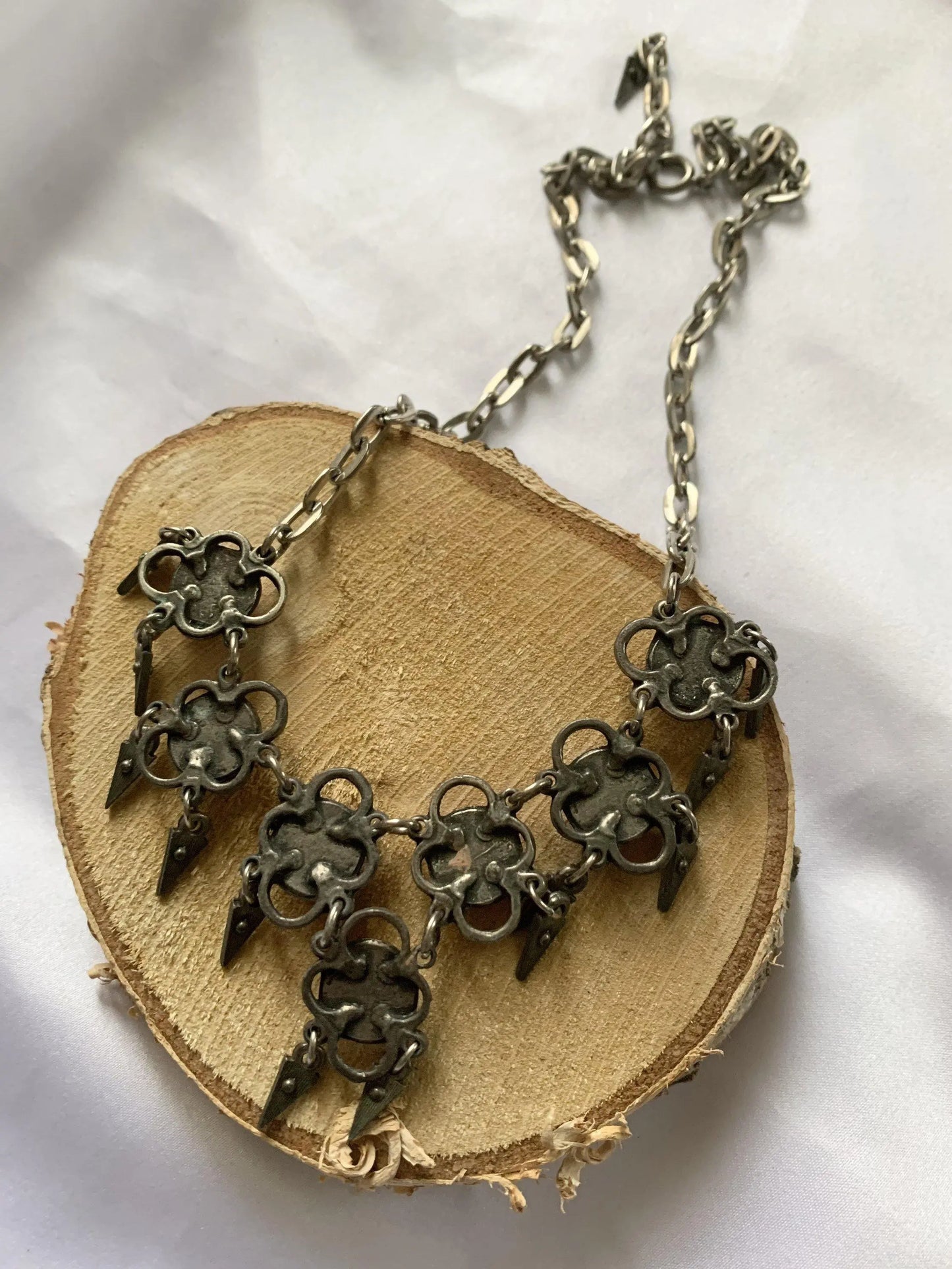 Collier chaîne argenté pierre orange - la friperie vintage 25