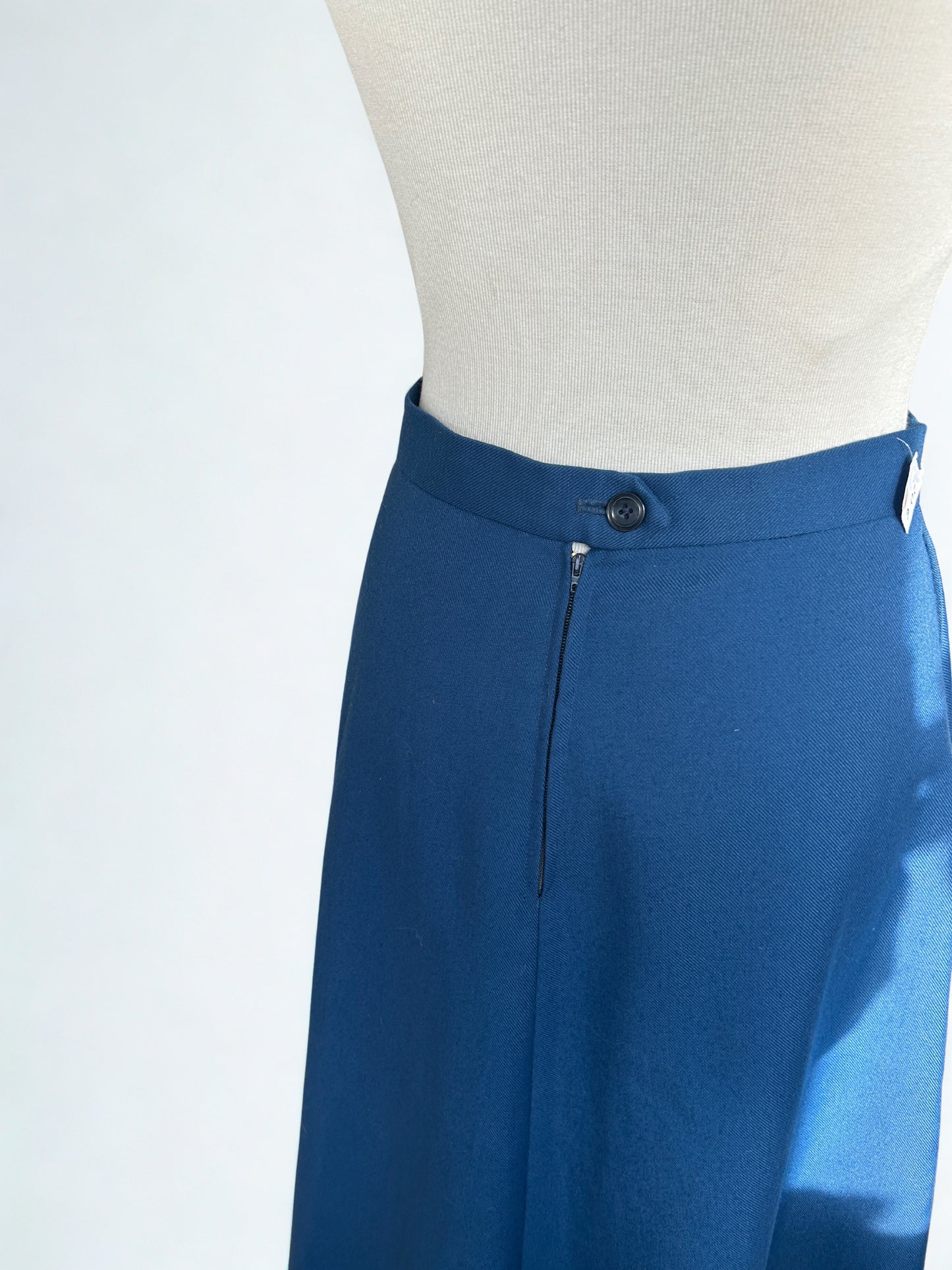 Jupe vintage midi bleu taille haute