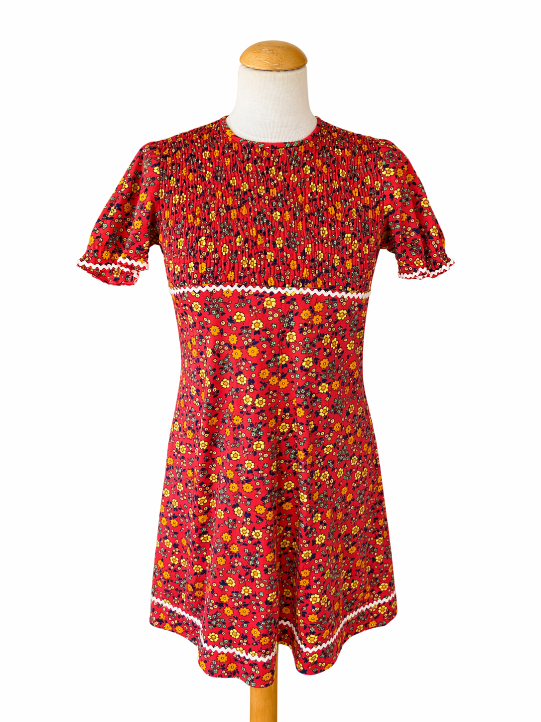 Robe vintage 70’s motifs fleuris rouge